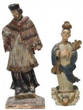 (2) CARVED WOOD SANTOS, THE VI