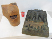 2 CARVED WOOD SCULPTURES, FACE