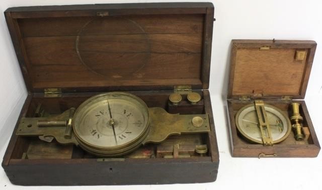 2 CASED SURVEYORS COMPASSES TO