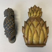 2 CAST BRASS PINEAPPLE DOOR KN