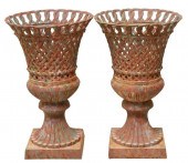 (2) CAST IRON BASKET WEAVE GAR