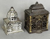 2 CAST IRON BUILDING SHAPED ST