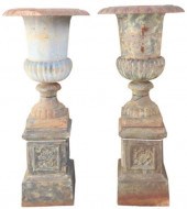 (2) CAST IRON CAMPANA-FORM URN