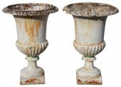 (2) CAST IRON CAMPANA-FORM URN