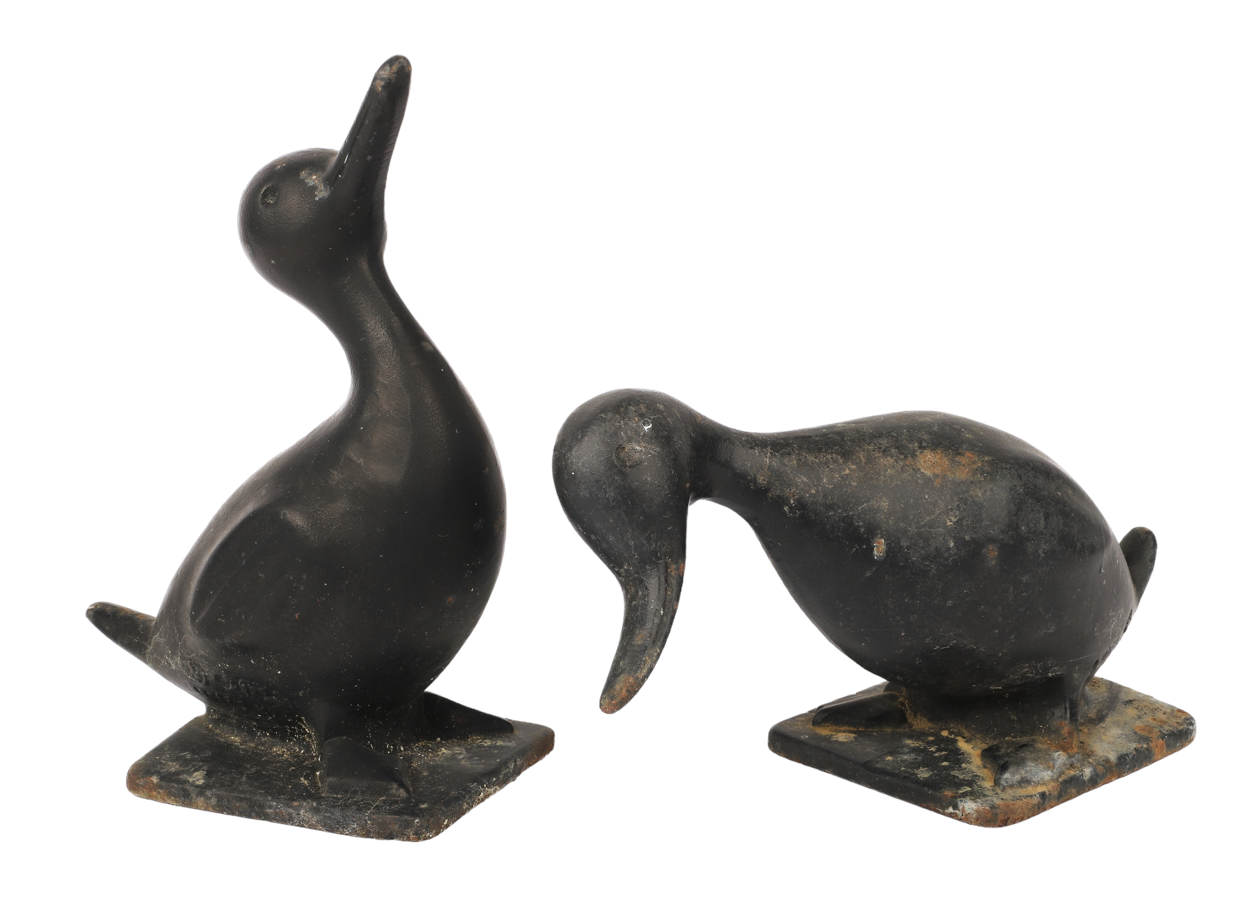 (2) Cast iron duck figures, tallest