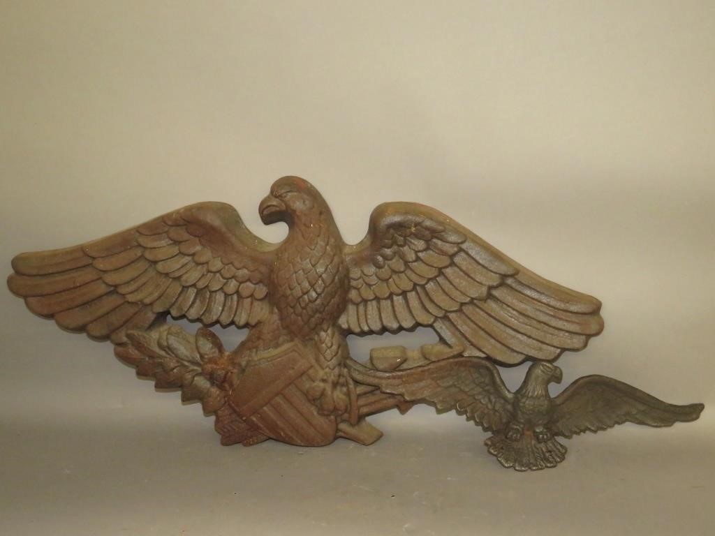 2 CAST IRON EAGLE WALL PLAQUESca.