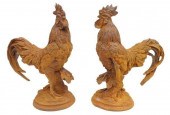 (2) CAST IRON FIGURES OF ROOST
