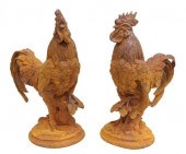 (2) CAST IRON FIGURES OF ROOST