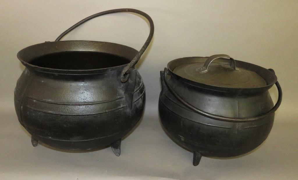 2 CAST IRON FOOT GYPSY KETTLESca.