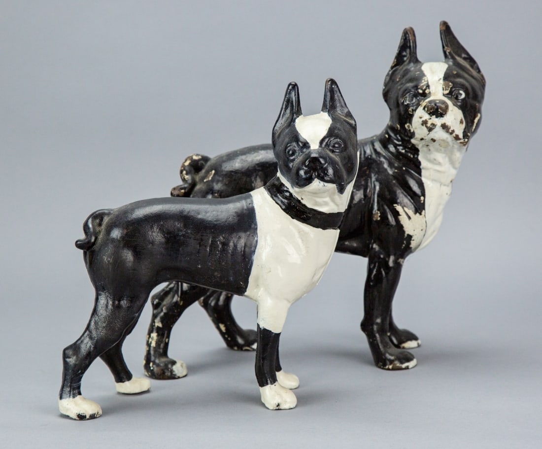 2 CAST IRON FRENCH BULL DOG DOOR