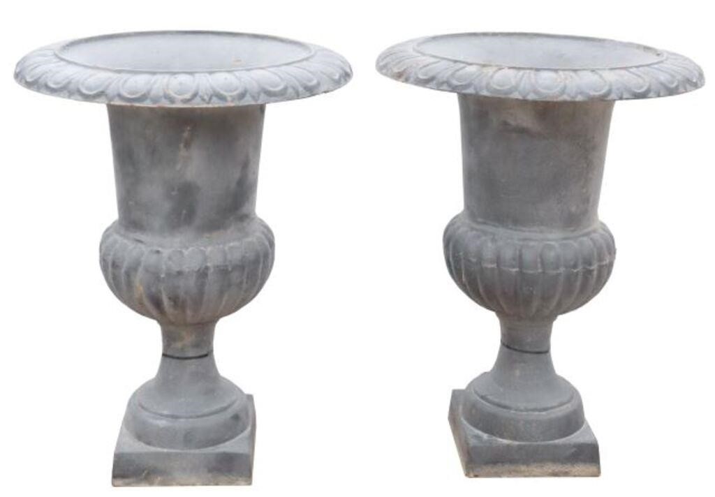 (2) CAST IRON GARDEN CAMPANA-FORM