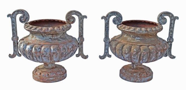 (2) CAST IRON GARDEN URN