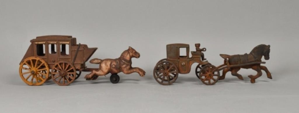 2 CAST IRON HORSE DRAWN