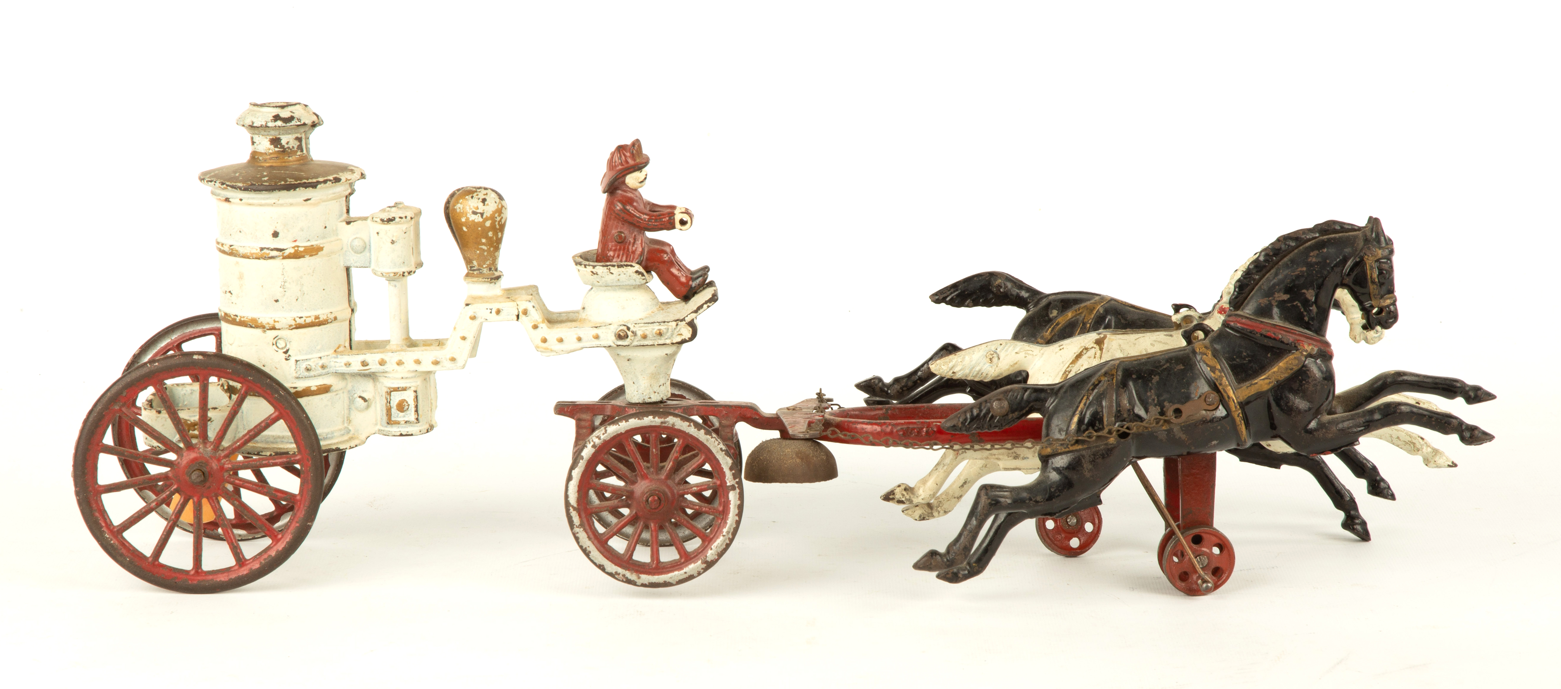 (2) CAST IRON HORSE DRAWN FIRE