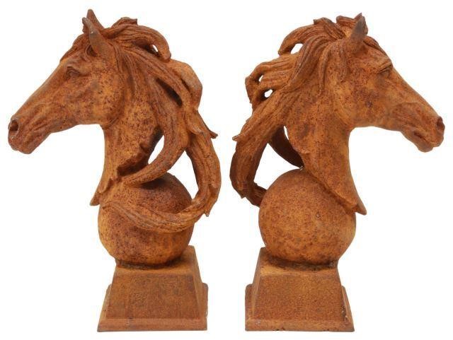 (2) CAST IRON HORSE HEAD GATE