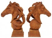 (2) CAST IRON HORSE HEAD GATE
