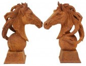 (2) CAST IRON HORSE HEAD GATE
