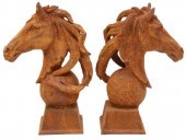 (2) CAST IRON HORSE HEAD GATE