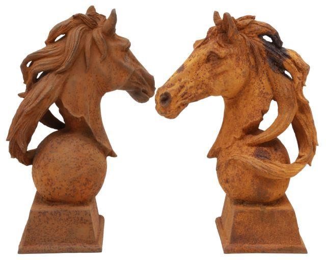 (2) CAST IRON HORSE HEAD GATE