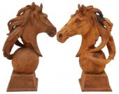 (2) CAST IRON HORSE HEAD GATE