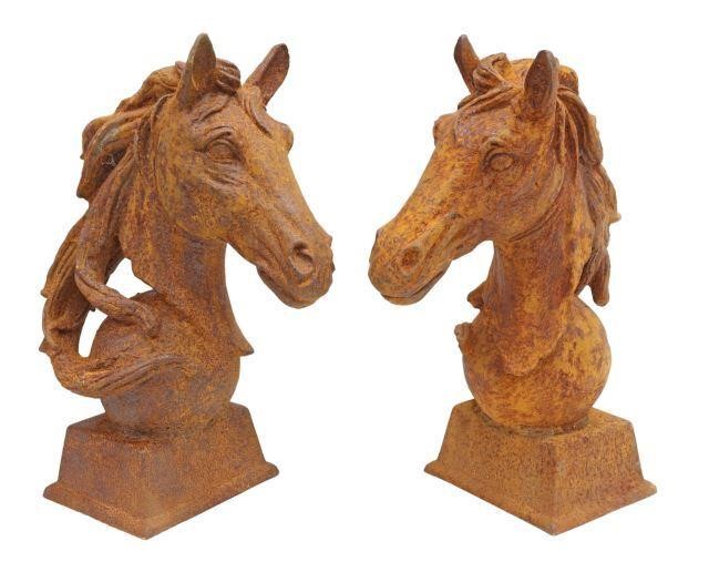 (2) CAST IRON HORSE HEAD GATE