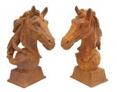 (2) CAST IRON HORSE HEAD GATE