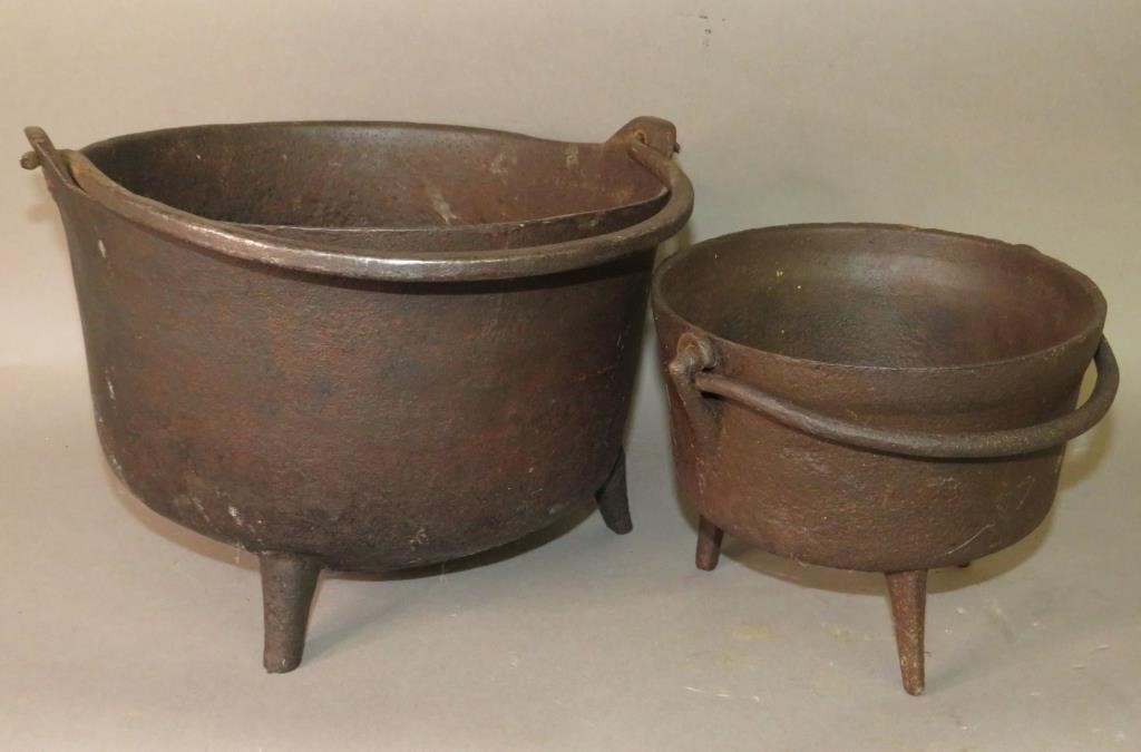 2 CAST IRON KETTLESca. 1730-1810;