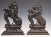 (2) CAST IRON LION SEJANT-RAMP