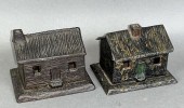 2 CAST IRON LOG CABIN STILL BA