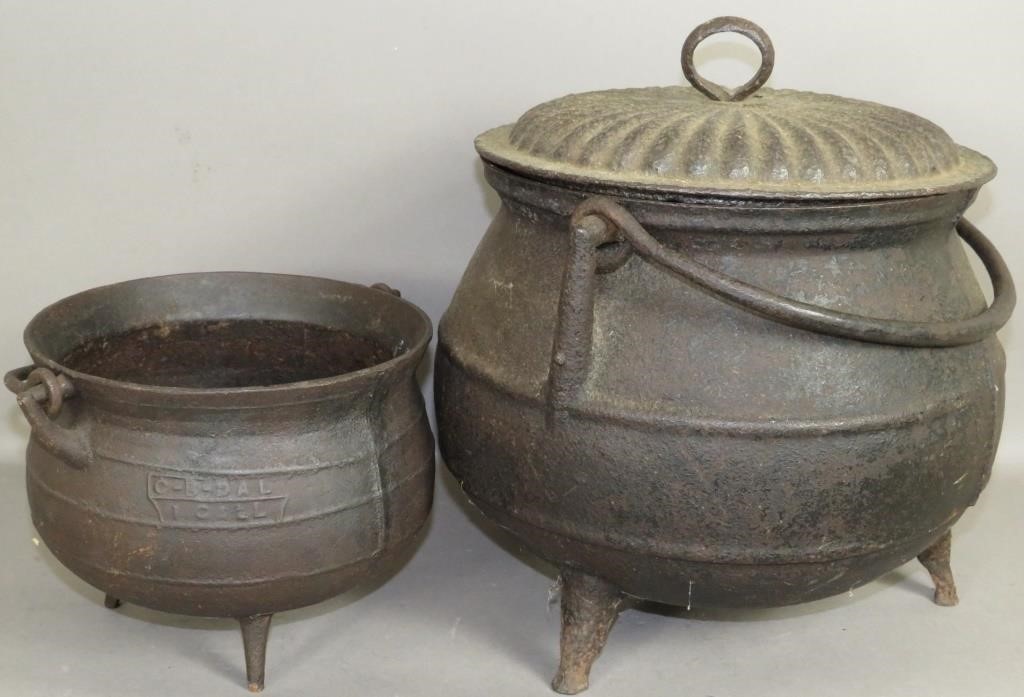 2 CAST IRON POTSca. 1750-1820; cast