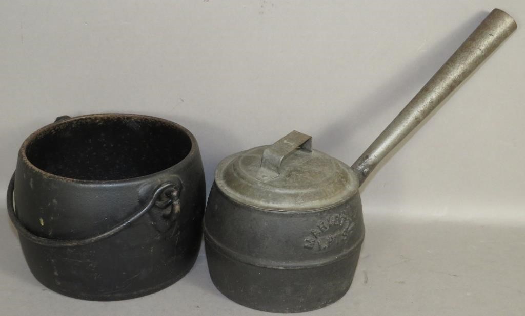 2 CAST IRON POTSca. 1860-1870; cast