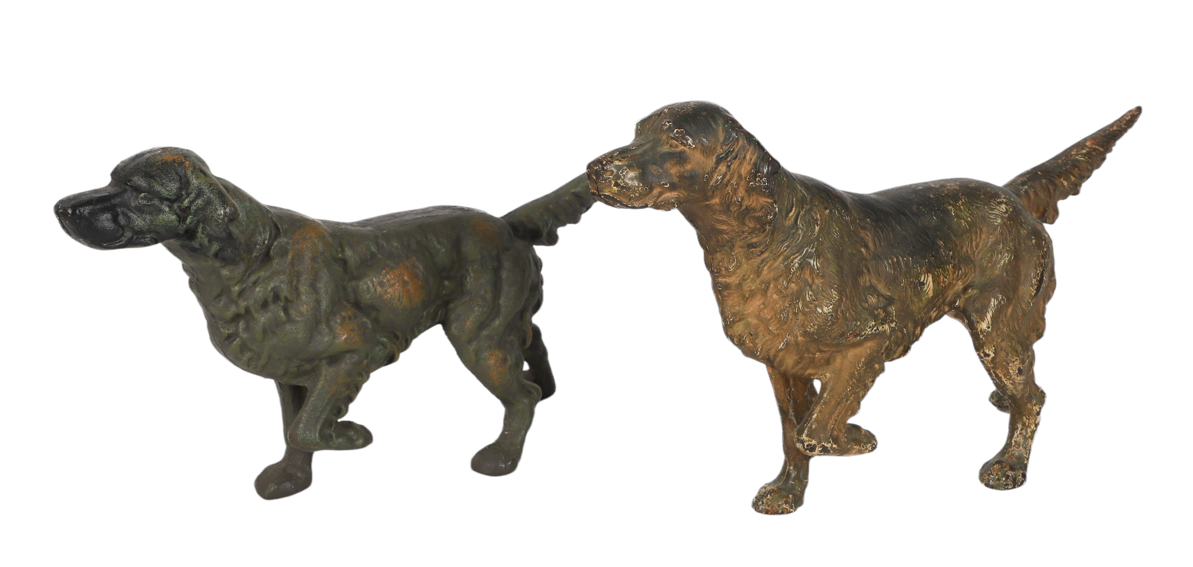 (2) Cast iron setter dog doorstops,