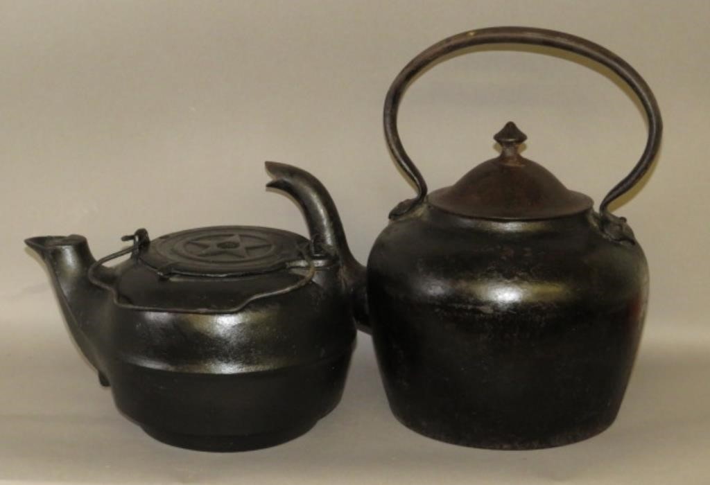 2 CAST IRON TEA KETTLESca.