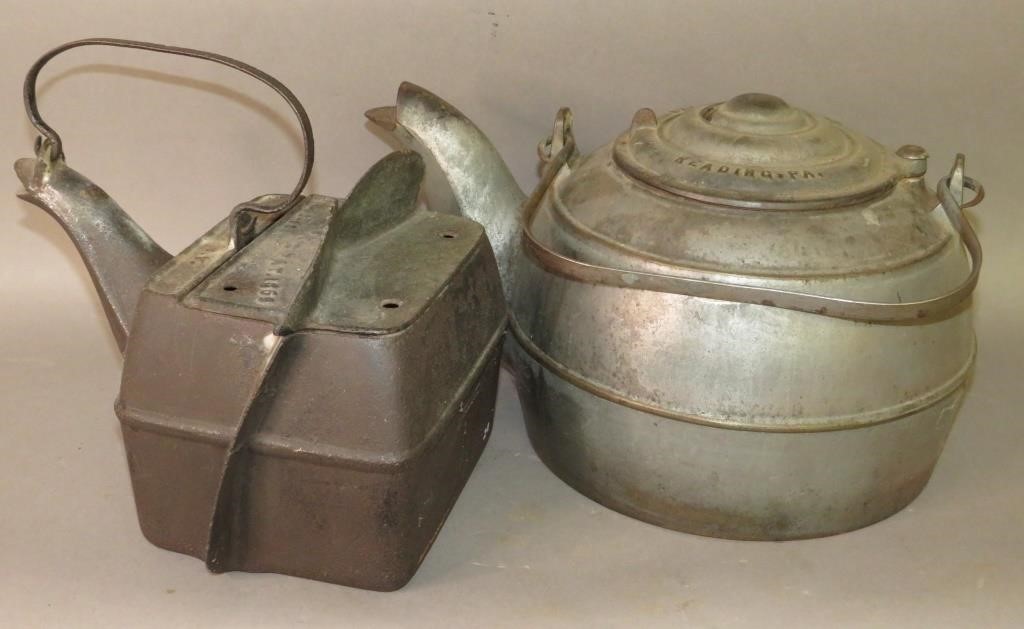 2 CAST IRON TEA KETTLESca.