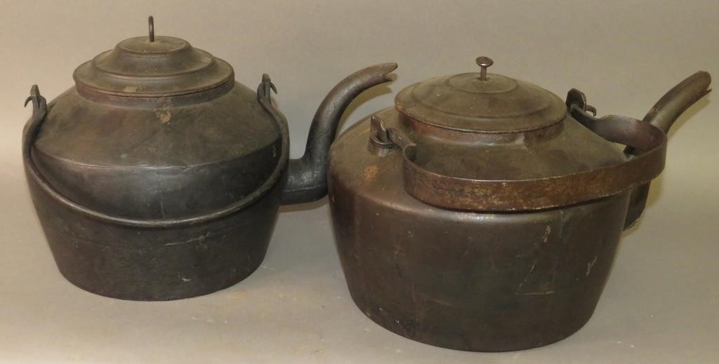 2 CAST IRON TEA KETTLESca.