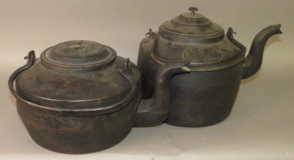 2 CAST IRON TEA KETTLESca.