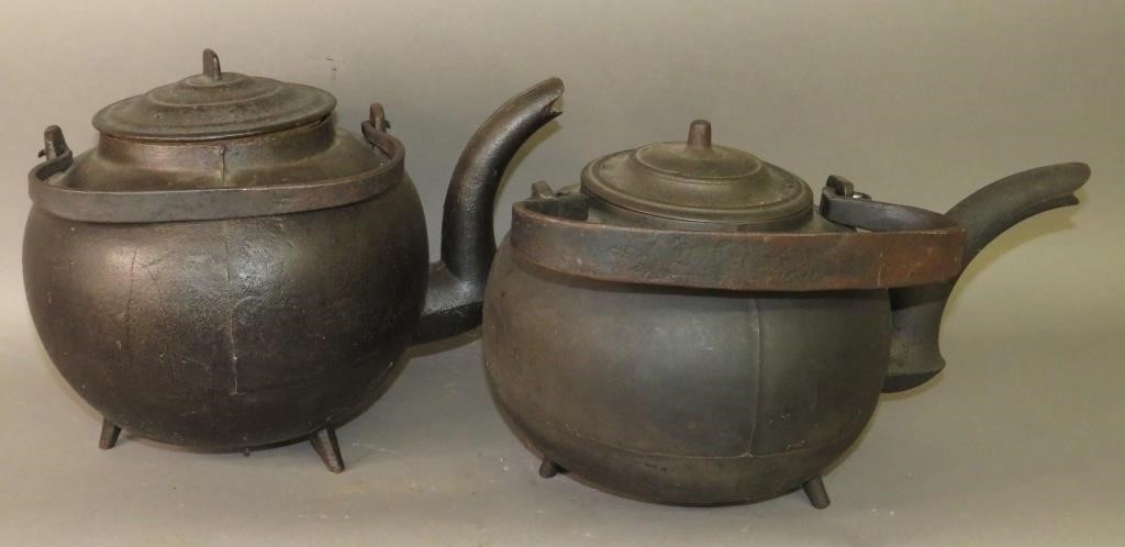 2 CAST IRON TEA KETTLESca.