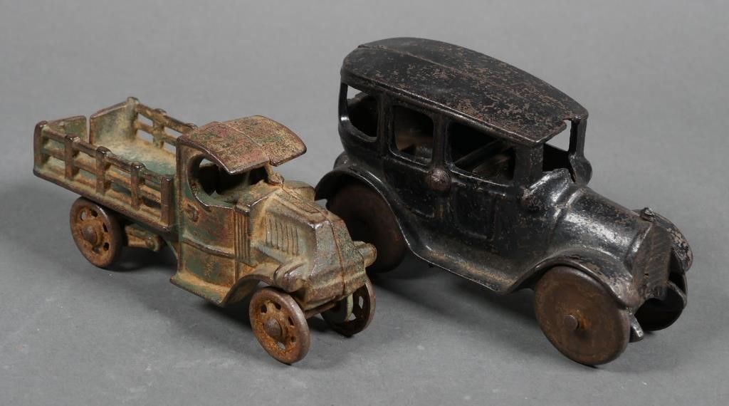 (2) CAST IRON TOY TRUCK &