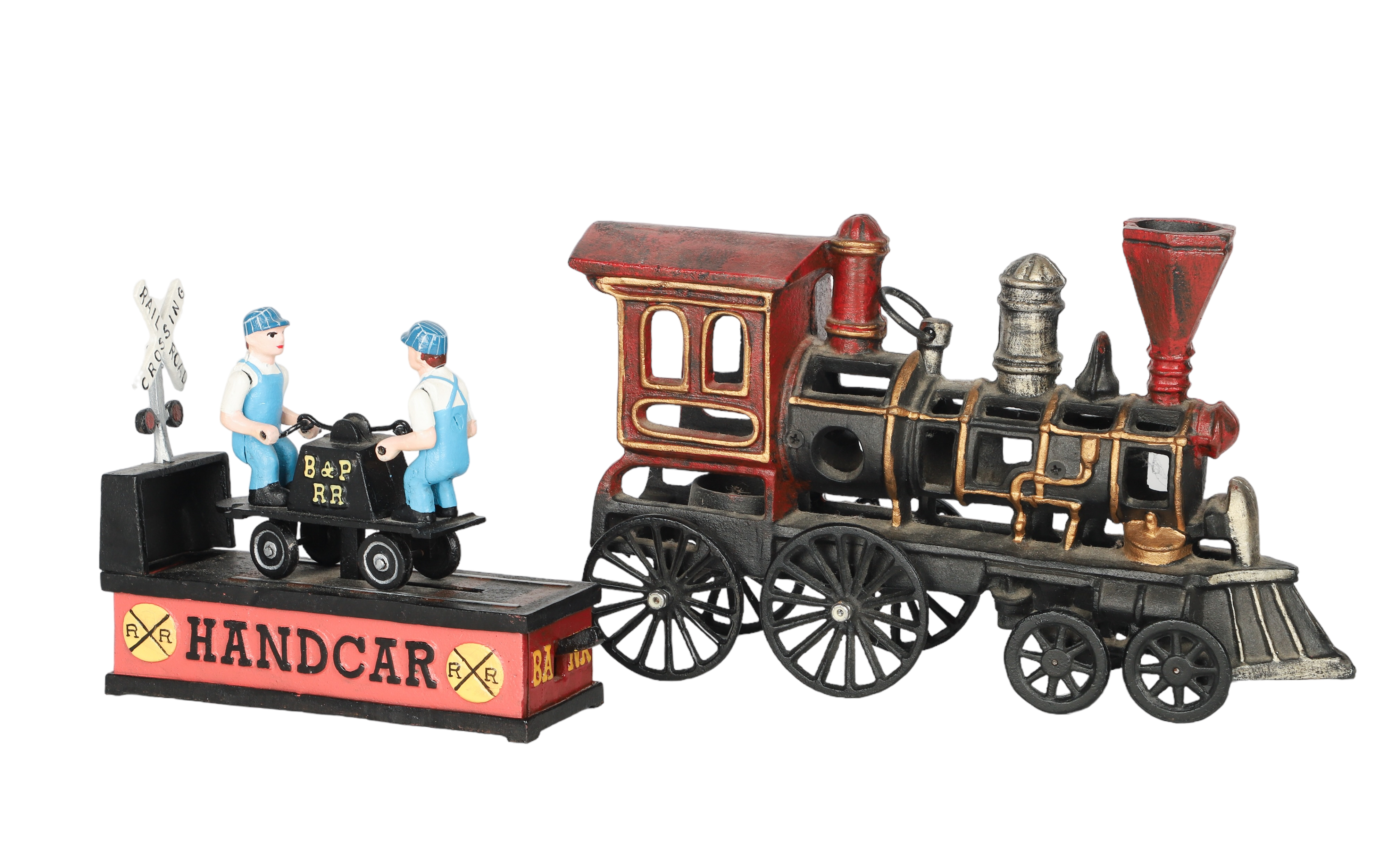 (2) Cast iron toys, c/o B&P Handcar
