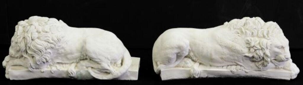 (2) CAST PLASTER RECUMBENT CANOVA
