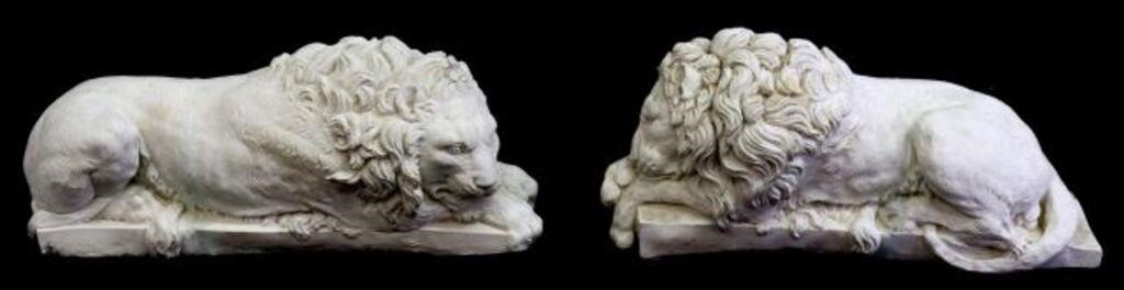 (2) CAST PLASTER RECUMBENT CANOVA