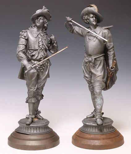 (2) CAST SPELTER FIGURAL SCULPTURES