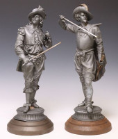 (2) CAST SPELTER FIGURAL SCULP