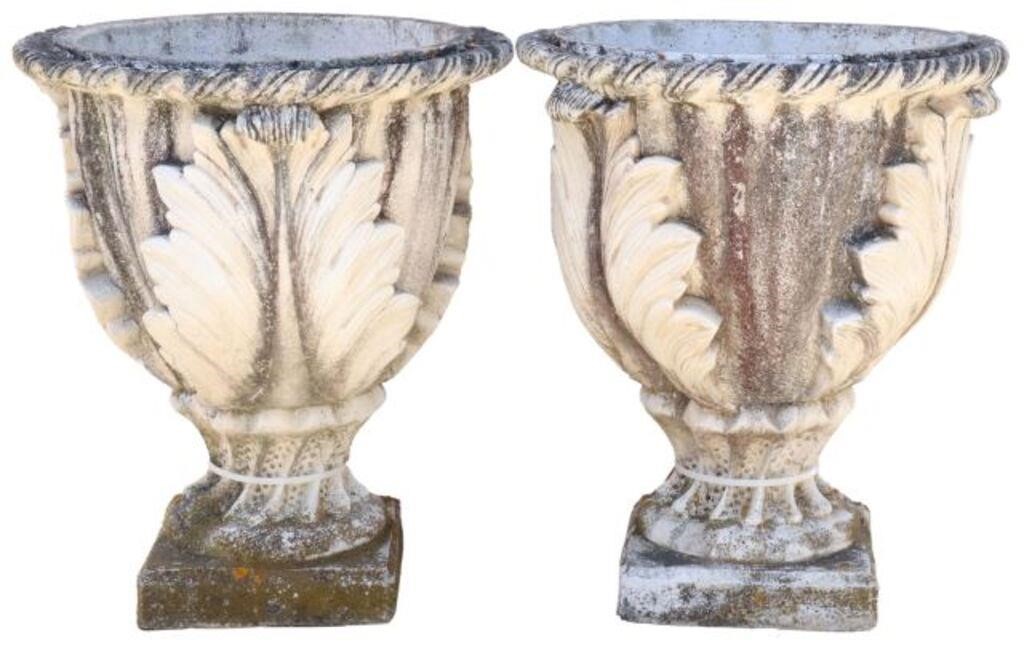 (2) CAST STONE ACANTHUS LEAF GARDEN
