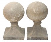 (2) CAST STONE BALL PIERS ON P