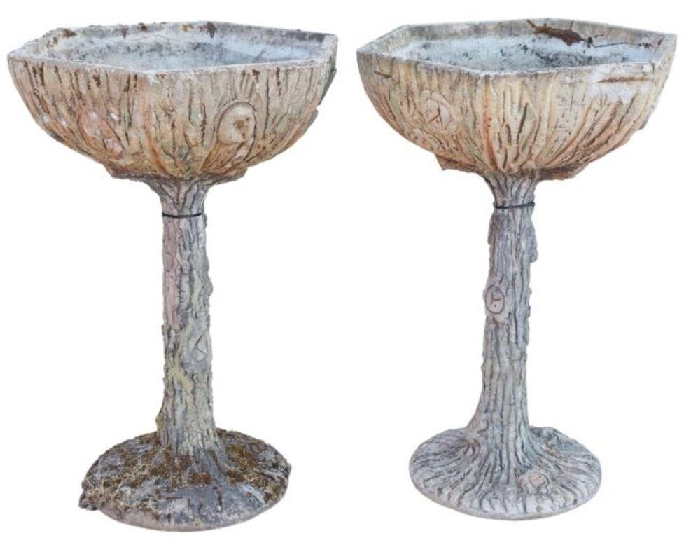 (2) CAST STONE FAUX BOIS STANDING