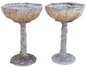 (2) CAST STONE FAUX BOIS STAND