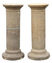 (2) CAST STONE FLUTED COLUMNS