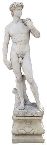 2) CAST STONE GARDEN FIGURE, DAVID,