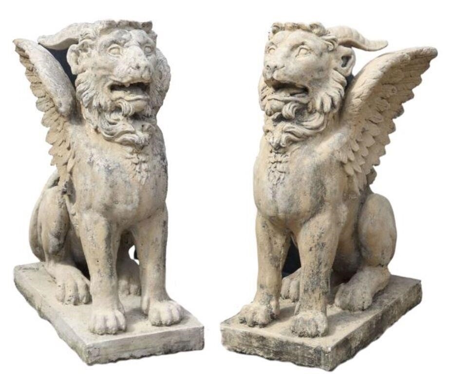 (2) CAST STONE GARDEN FIGURES,
